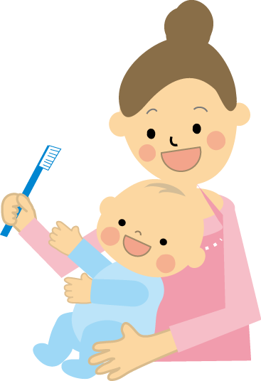 子供の歯磨きするお母さん