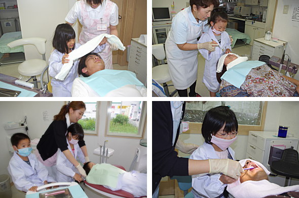 お口の中を観察するかわいい子どもたち