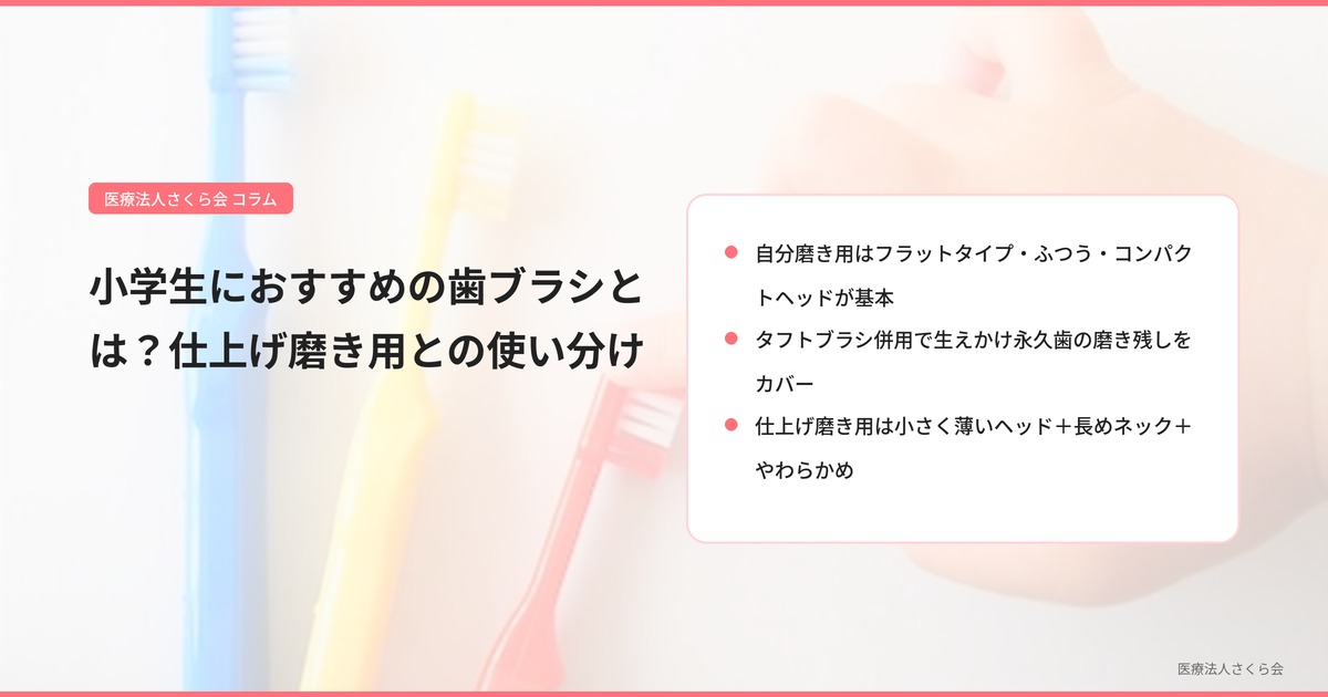 小学生におすすめの歯ブラシとは？仕上げ磨き用との使い分け【コンパクト＋ふつう＋フラットが基本】