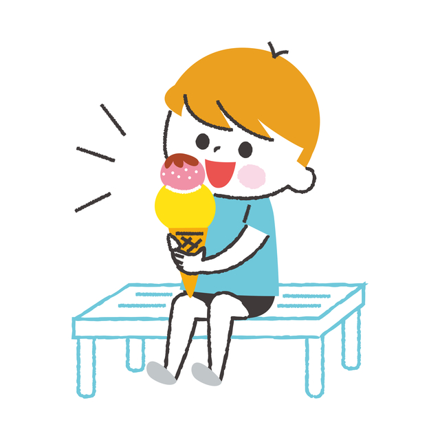 アイスを食べている子どものイラスト