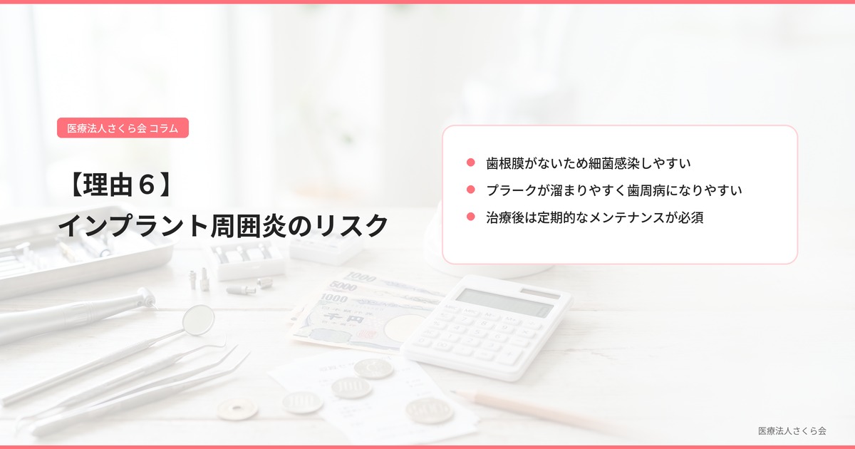 【理由６】インプラント周囲炎のリスク（治療後）