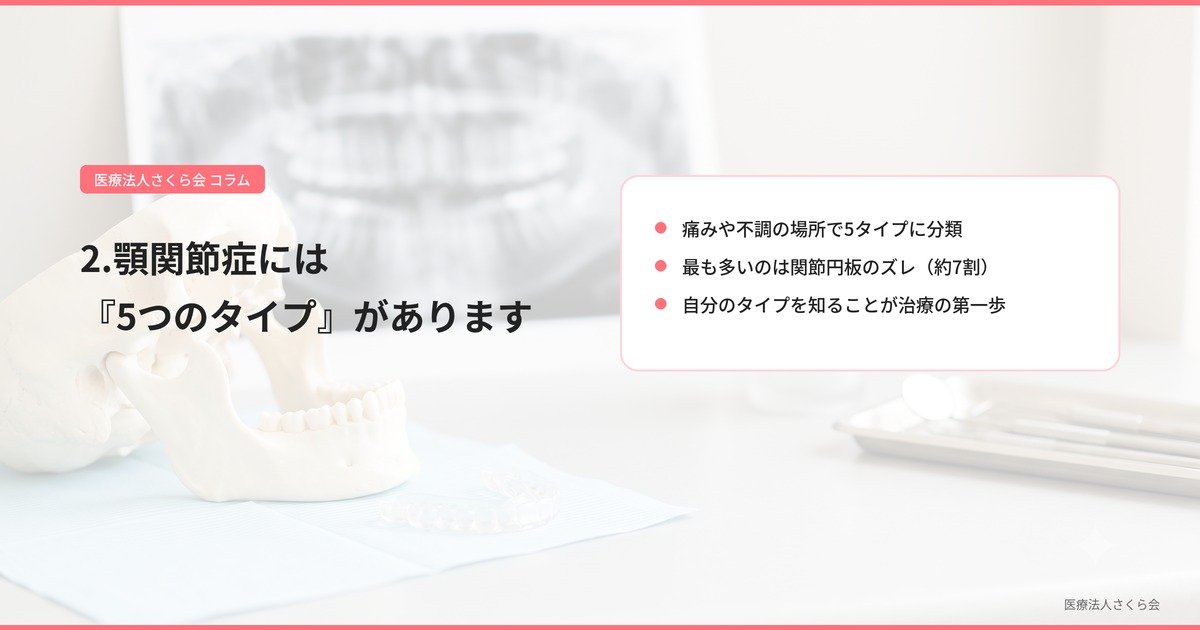 2.顎関節症には『5つのタイプ』があります